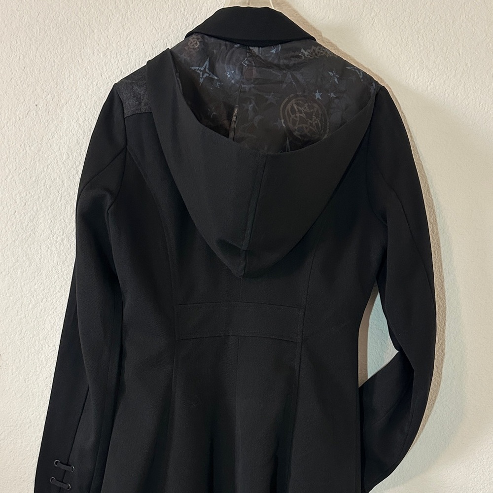 Harry Potter Hot Topic Coat - Med, Deathly Hallows Buttons, Hooded Wizard Trench - Picture 9 of 12